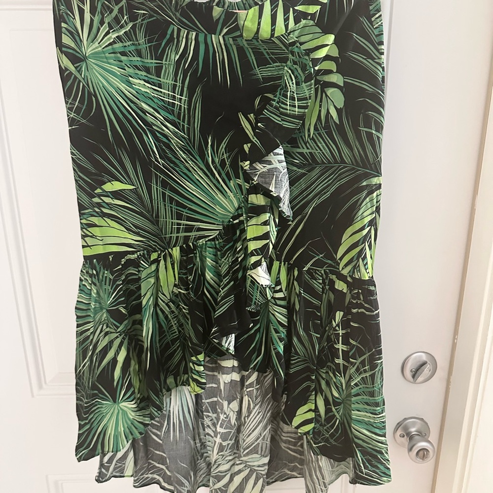 Tropical Green Leaf Print Skirt